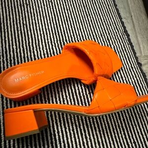 Marc Fisher Orange Braided Low Heel Sandal - Size 8.5